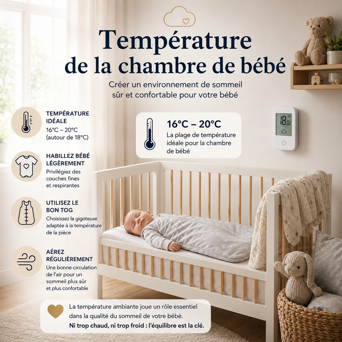 Température idéale pour la chambre de bébé