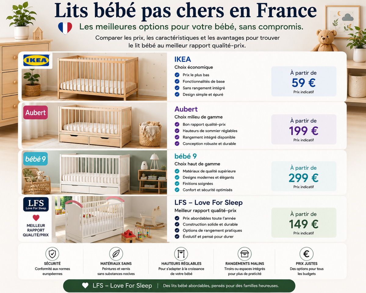 Lit bébé blanc Love For Sleep avec tiroir de rangement dans une chambre d’enfant lumineuse
