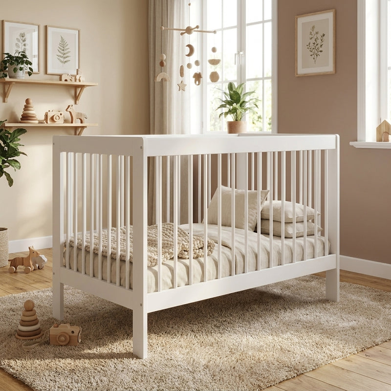 LUCA Lit Bébé Évolutif 120 x 60 cm – Bois Massif & Sommier Réglable 5 Hauteurs