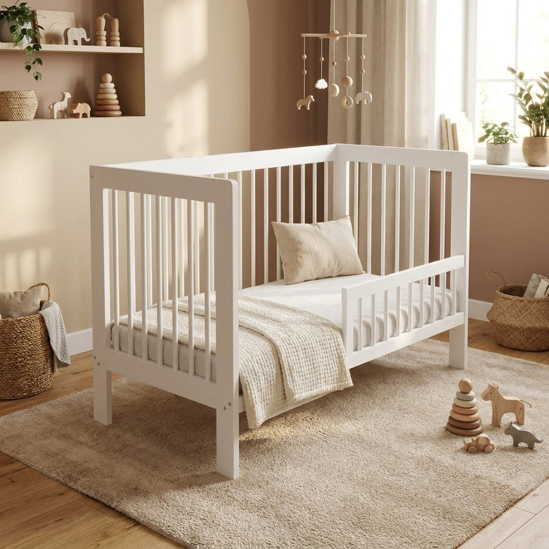 LUCA Lit Bébé Évolutif 120 x 60 cm – Bois Massif & Sommier Réglable 5 Hauteurs
