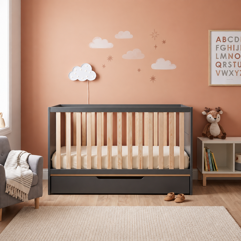 TUTTI Lit Bébé Évolutif Avec Tiroir 140x70cm