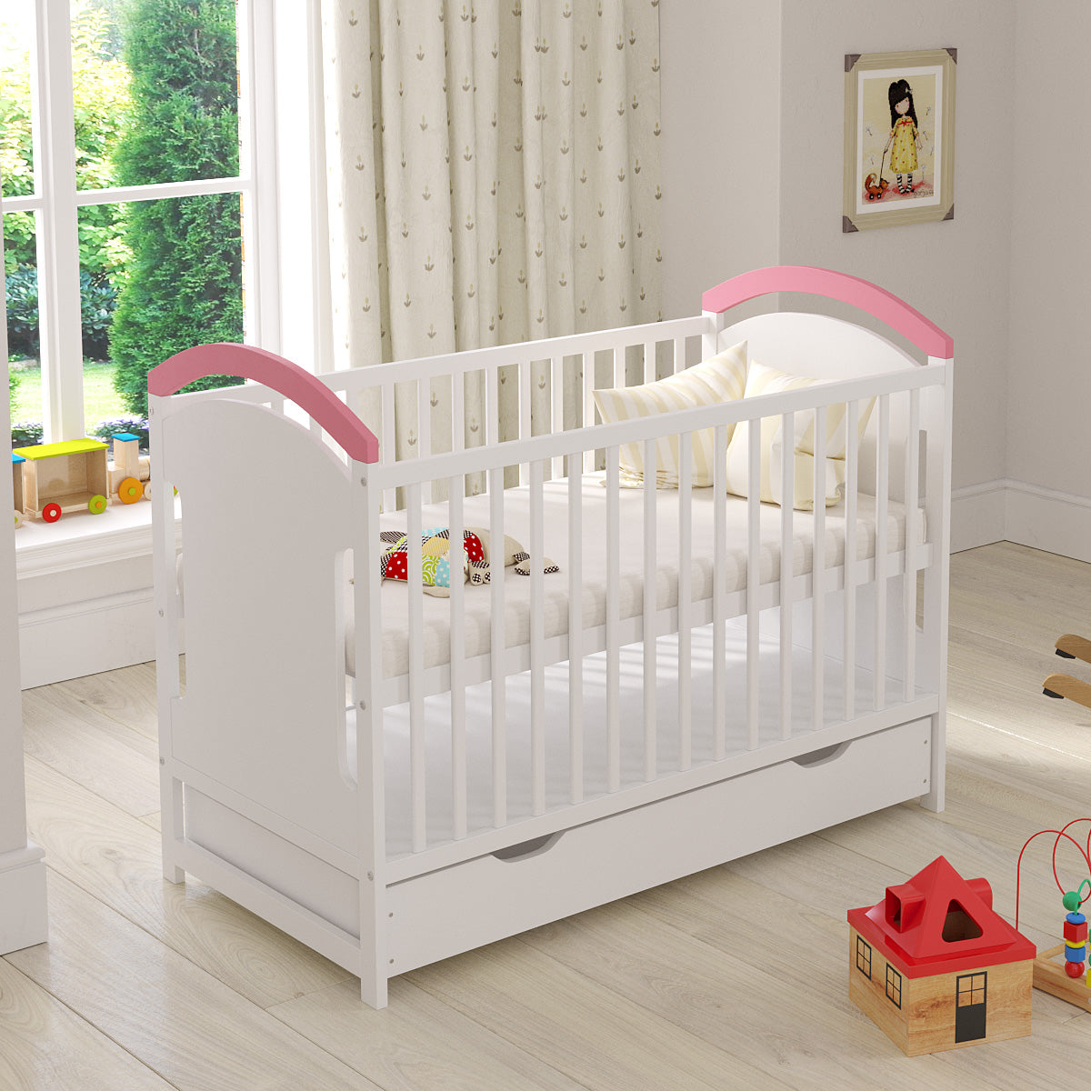 Lit bébé Love For Sleep Rose Lit bébé AMIE 120x60cm avec tiroir