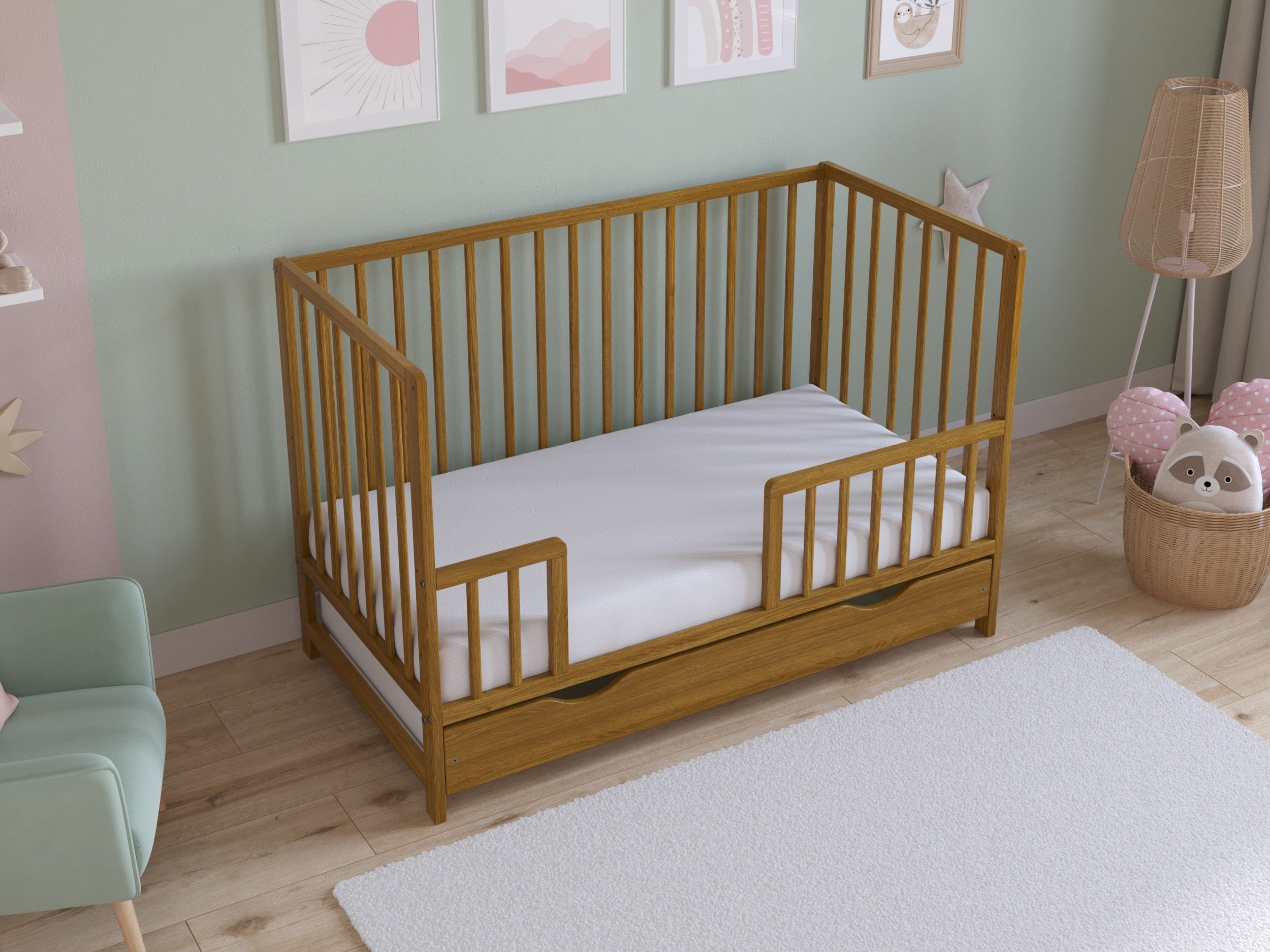 Love For Sleep baby Cot Bed ASHER Cot Bed 120x60cm with Drawer