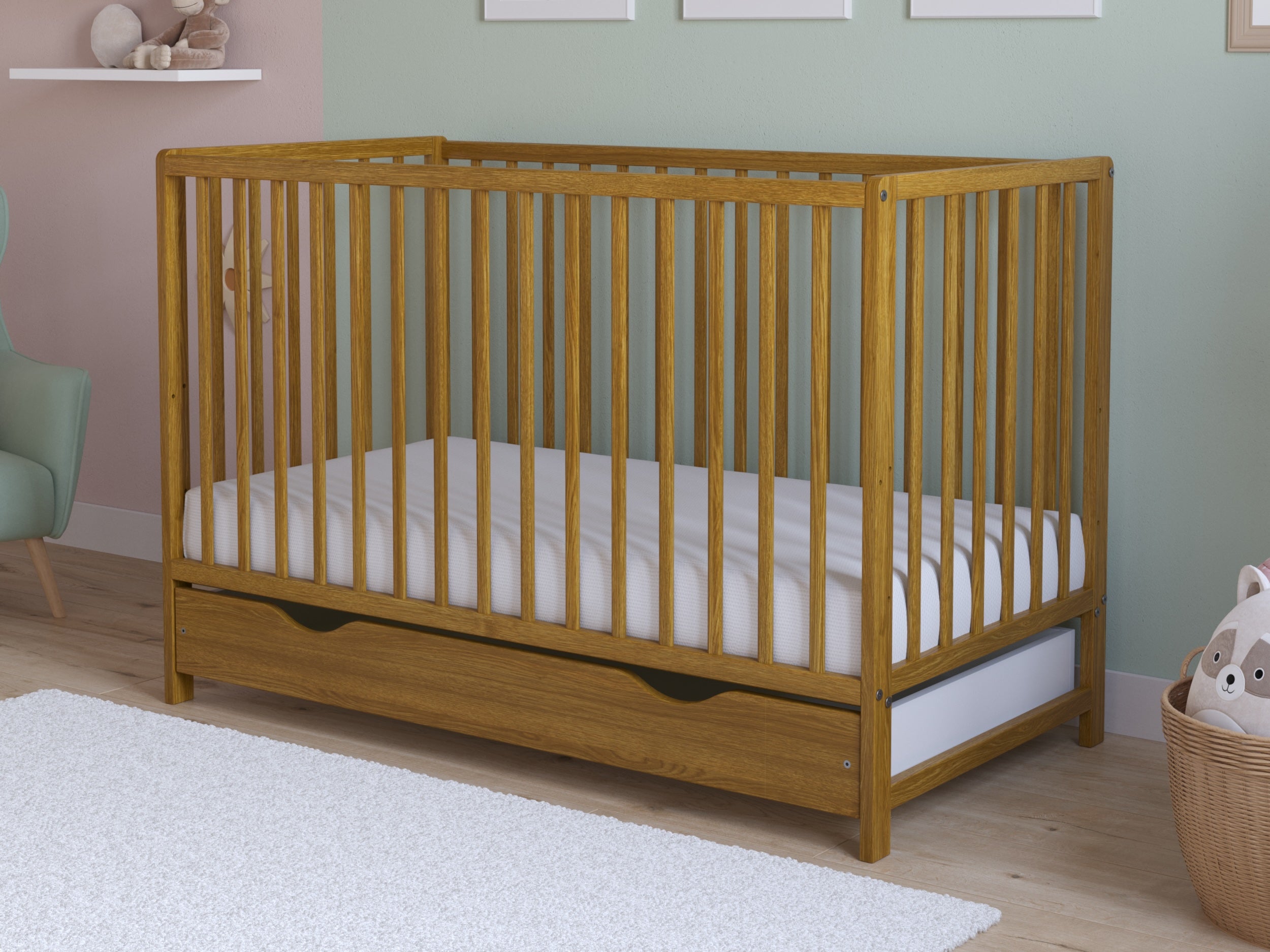 Love For Sleep baby Cot Bed ASHER Cot Bed 120x60cm with Drawer