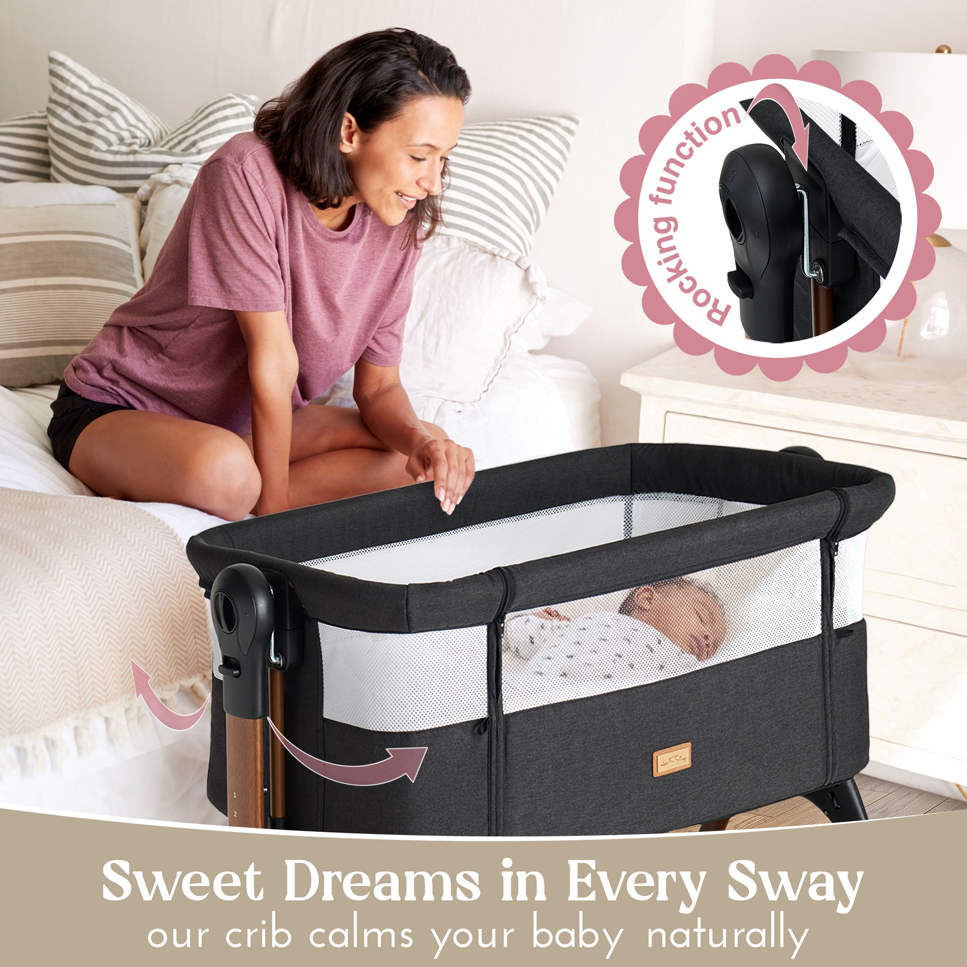 Lit de bébé Love For Sleep LULLABEE Lit de chevet avec matelas