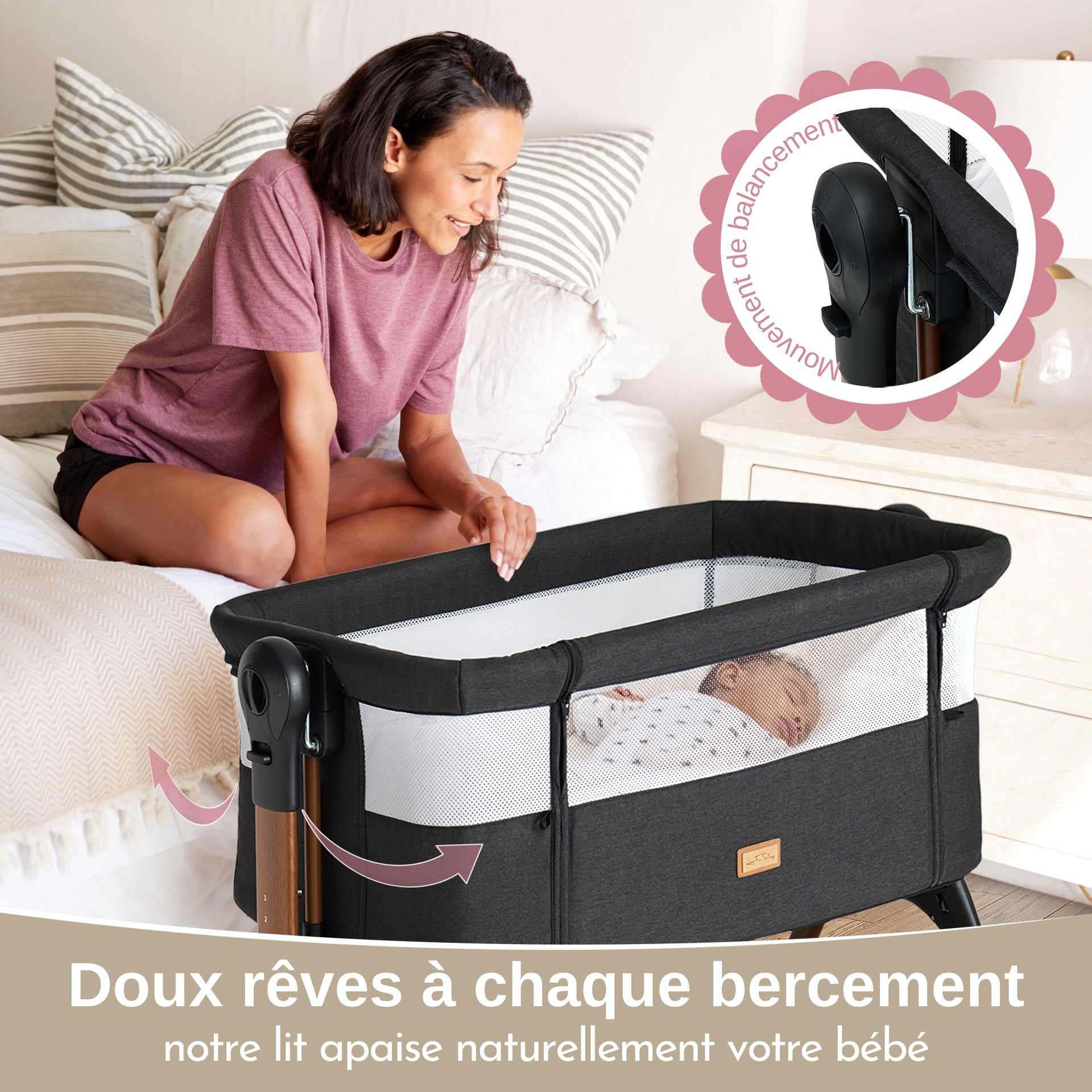 LULLABEE Bedside Crib with Mattress