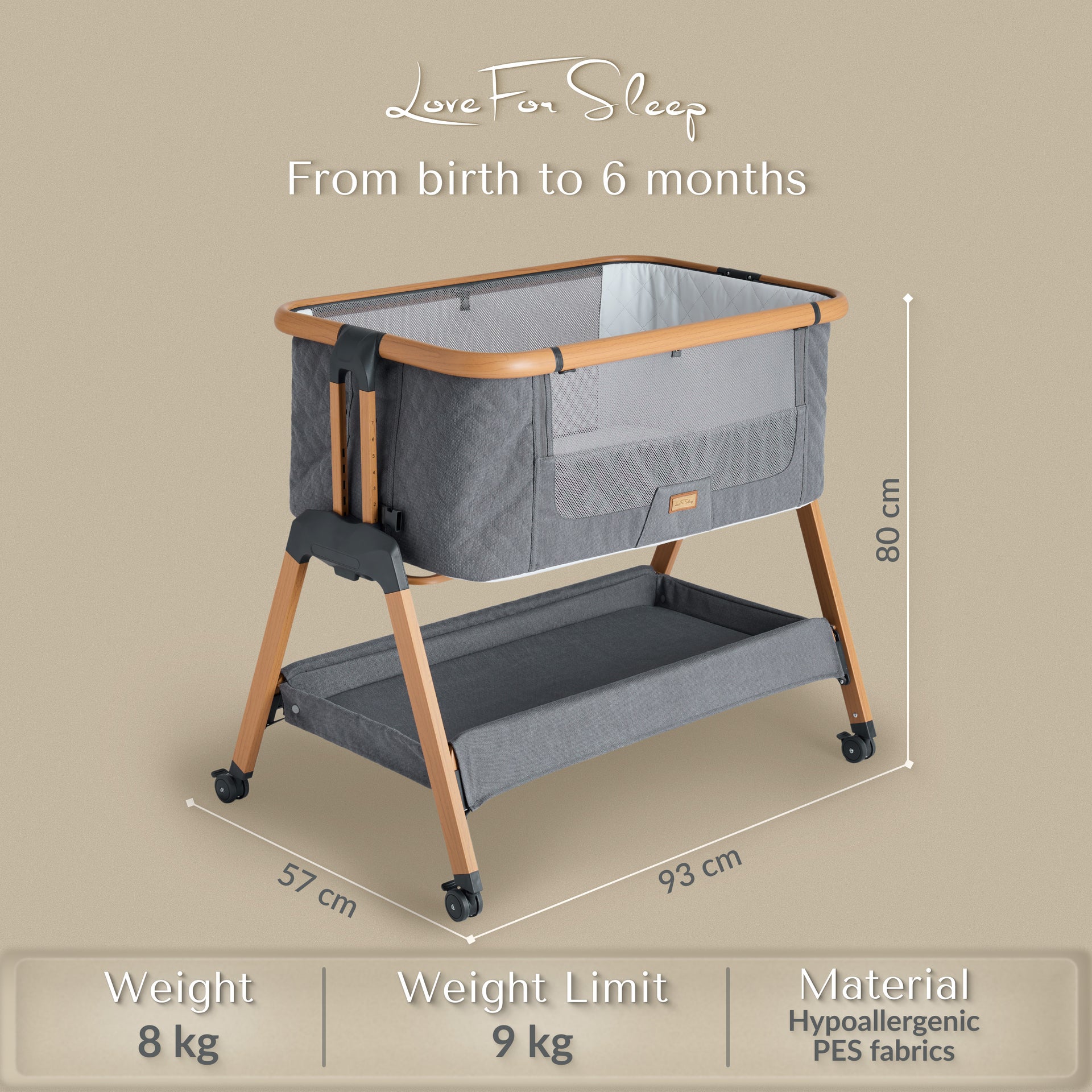 Love For Sleep baby Crib SNOOBEE Bedside Crib with Mattress