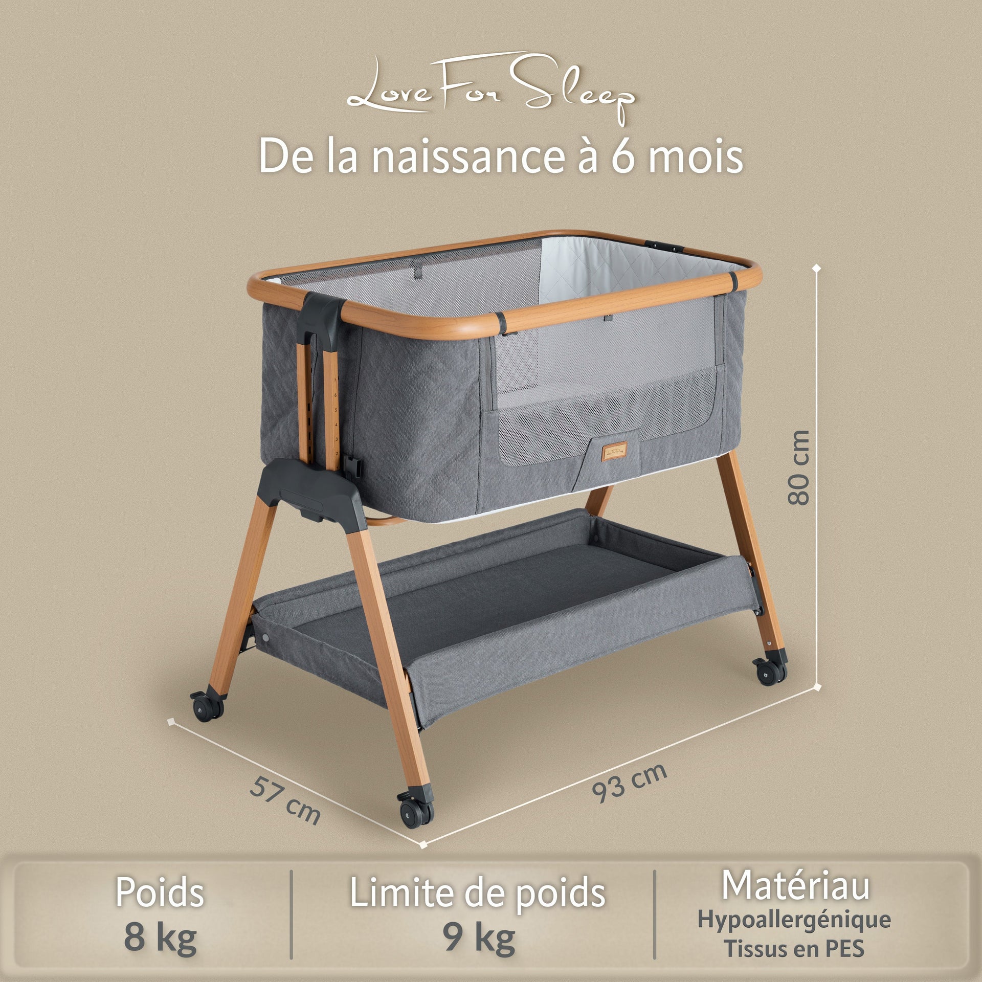 SNOOBEE Bedside Crib with Mattress