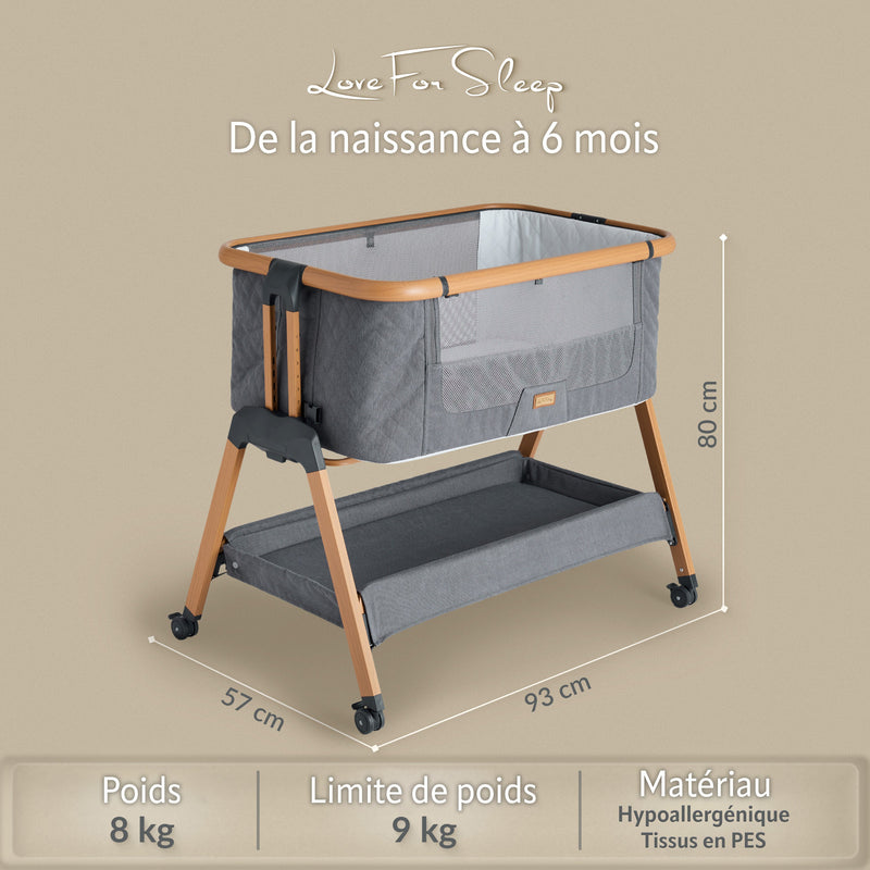 SNOOBEE Berceau Cododo avec Matelas – Lit Bébé Cododo Réglable dès la Naissance