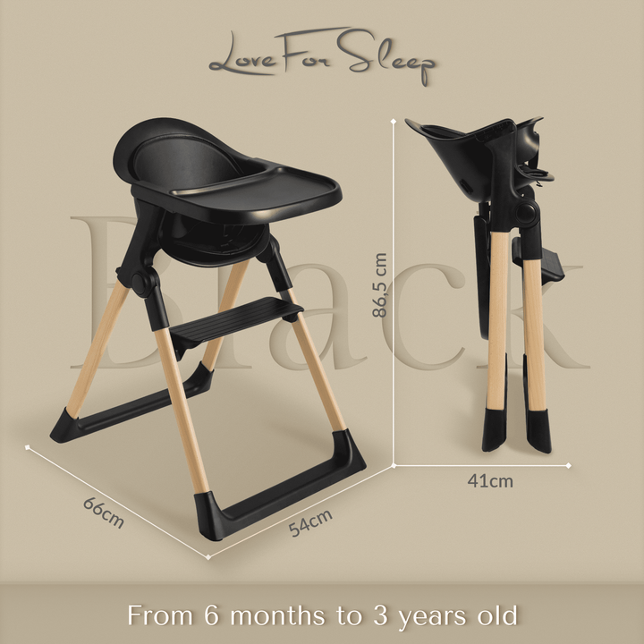 Chaise haute pliable pour bébé et tout-petit Love For Sleep avec plateau