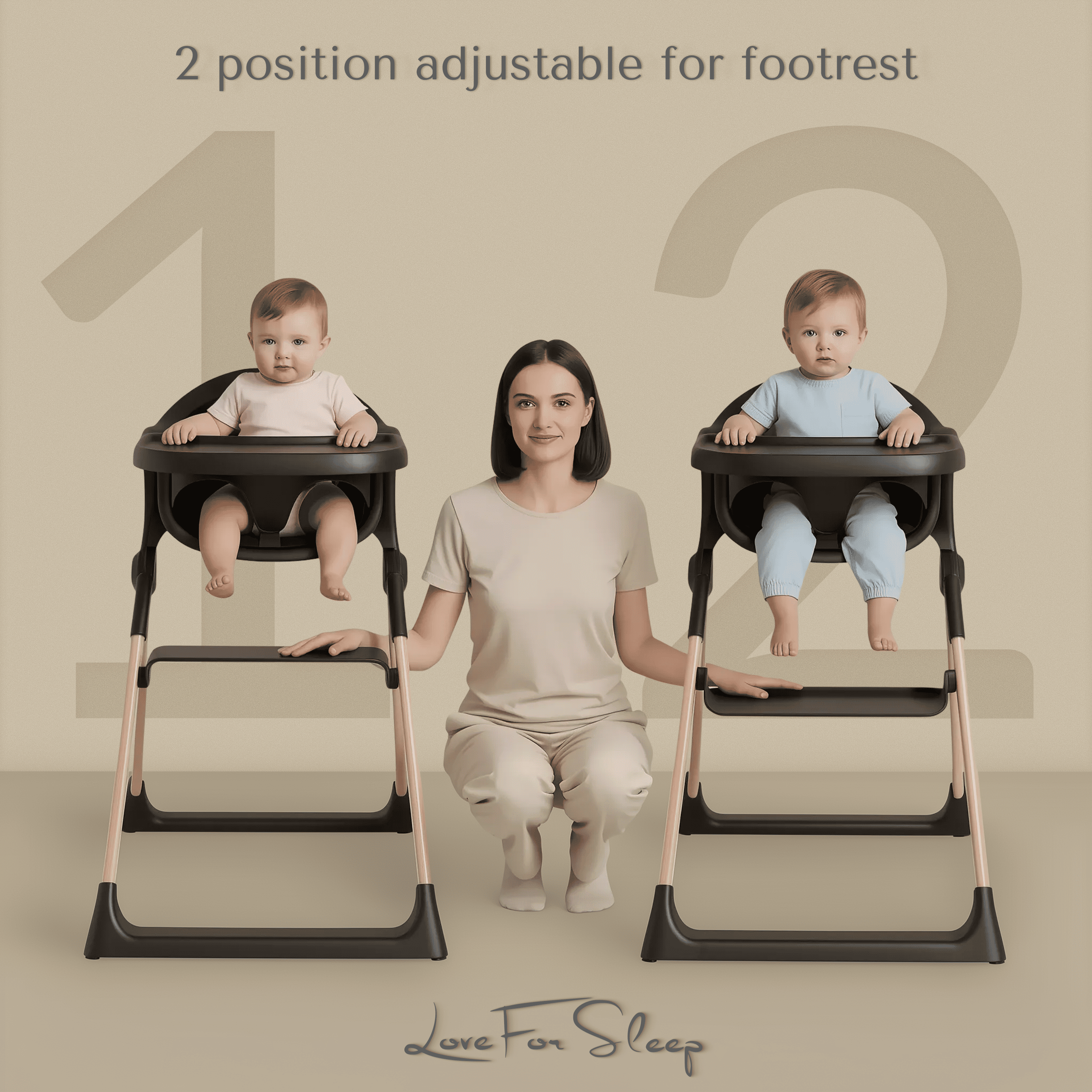 Chaise haute pliable pour bébé et tout-petit Love For Sleep avec plateau