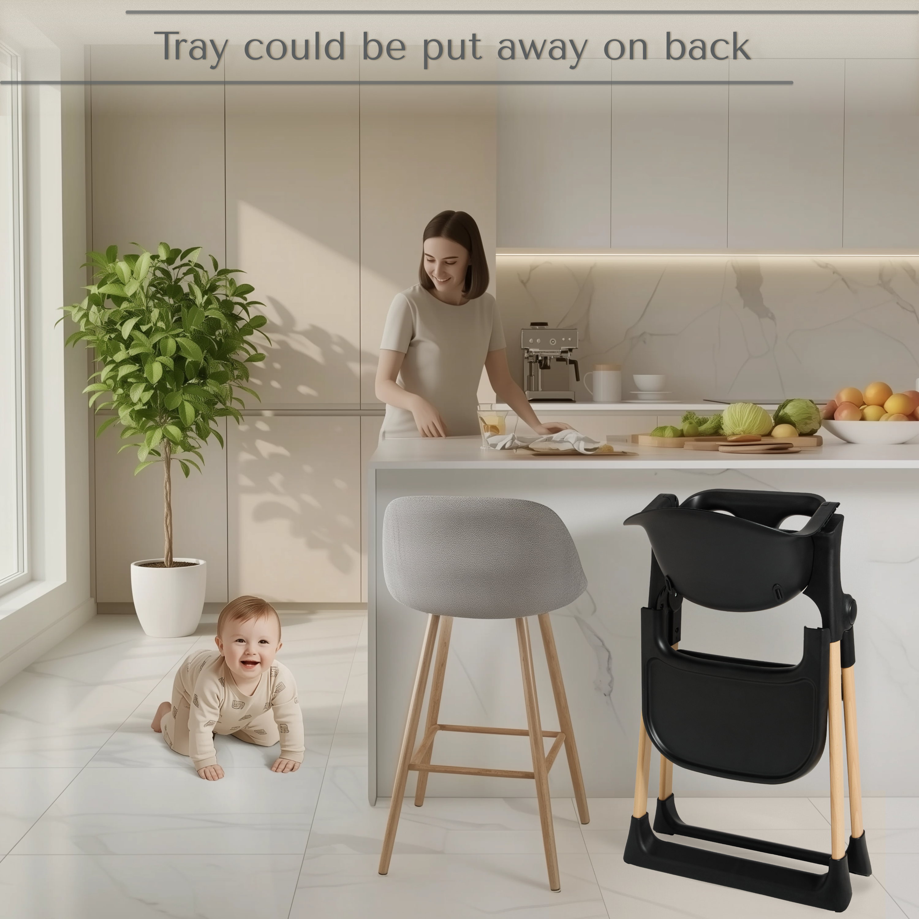 Chaise haute pliable pour bébé et tout-petit Love For Sleep avec plateau