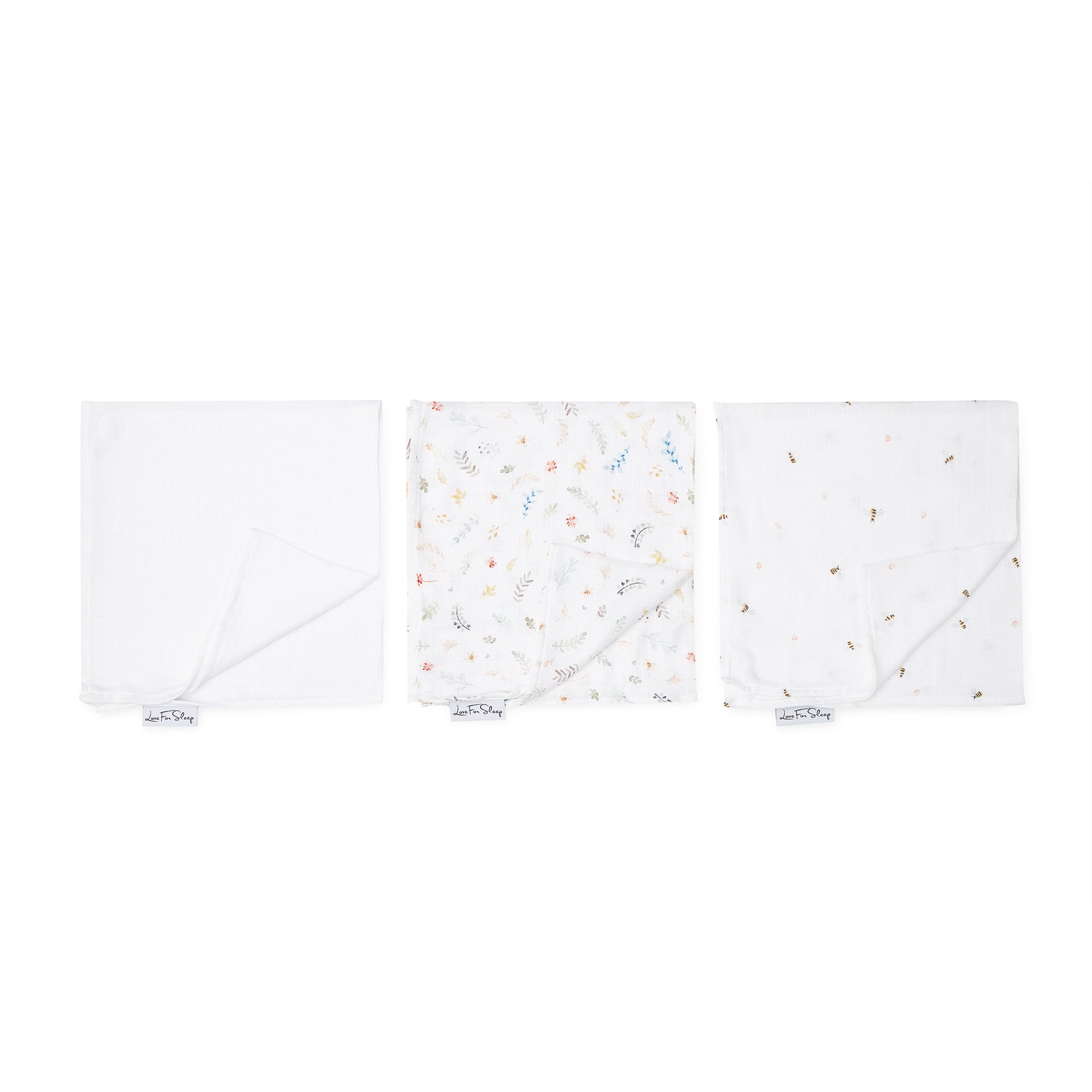 Love For Sleep baby Carrés de mousseline de bambou Carrés de mousseline de bambou (paquet de 3) – Langes douces pour bébé