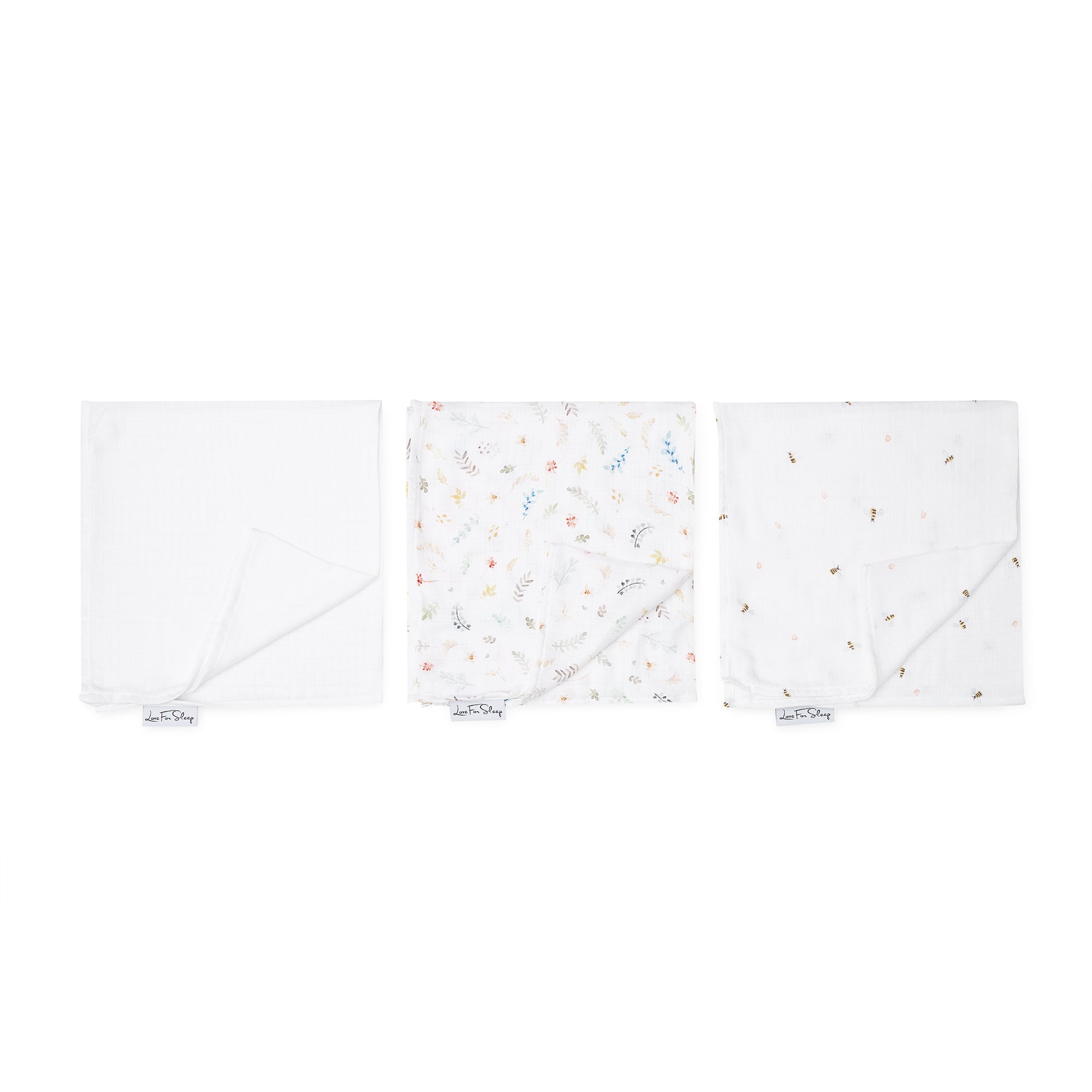 Love For Sleep baby Bamboo Muslin Squares Bamboo Muslin Squares (3-Pack) – Soft Baby Swaddle Cloths