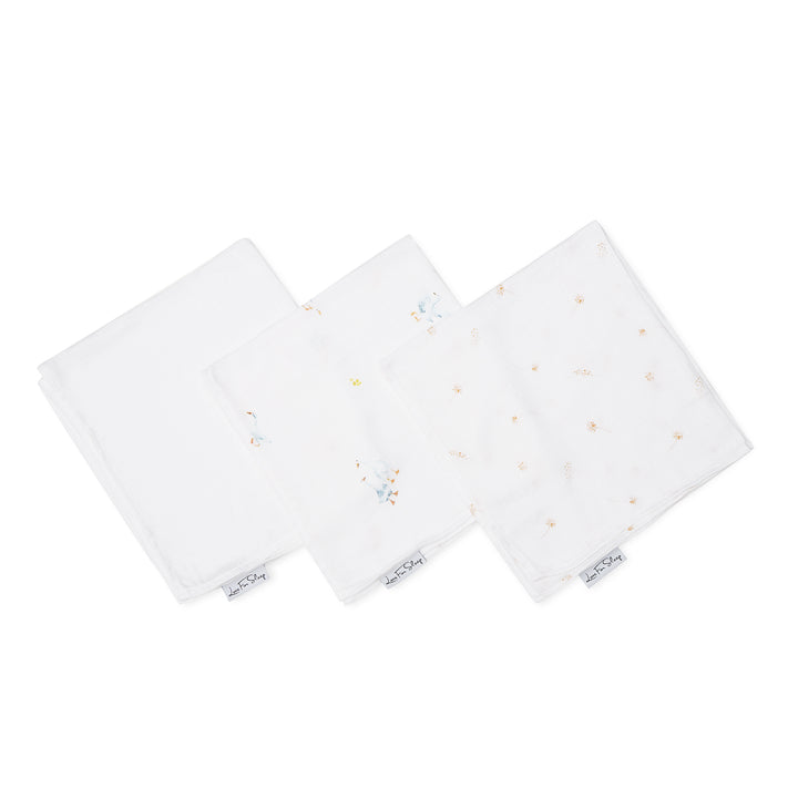 Love For Sleep baby Bamboo Muslin Squares Goose, Dandelions & White Bamboo Muslin Squares (3-Pack) – Soft Baby Swaddle Cloths