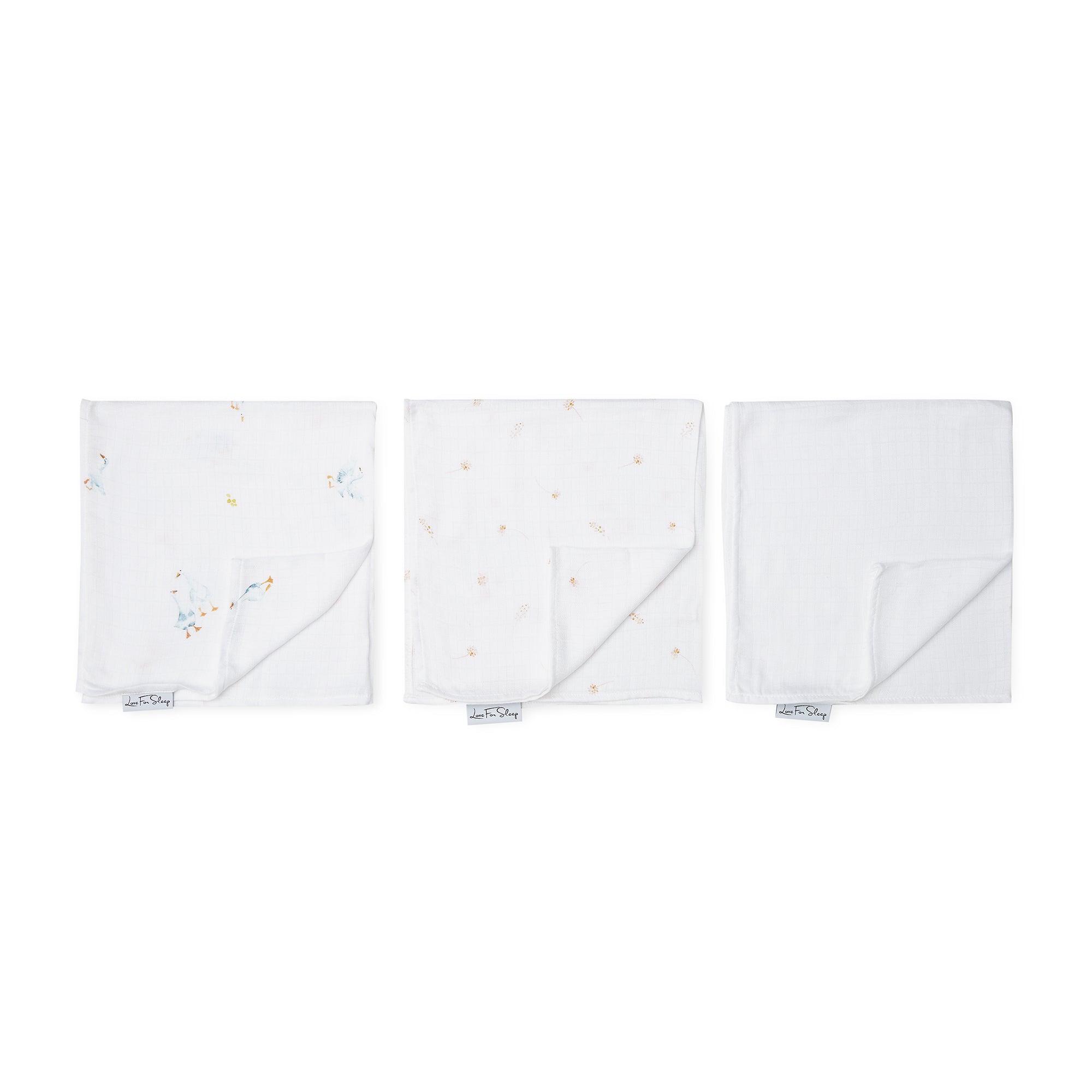Love For Sleep baby Bamboo Muslin Squares Bamboo Muslin Squares (3-Pack) – Soft Baby Swaddle Cloths