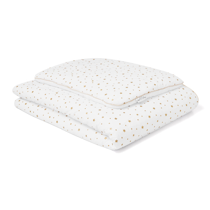 Love For Sleep Parure de lit pour bébé étoiles dorées avec oreiller – Parure de lit pour bébé 100 % coton avec garnissage (étoiles)