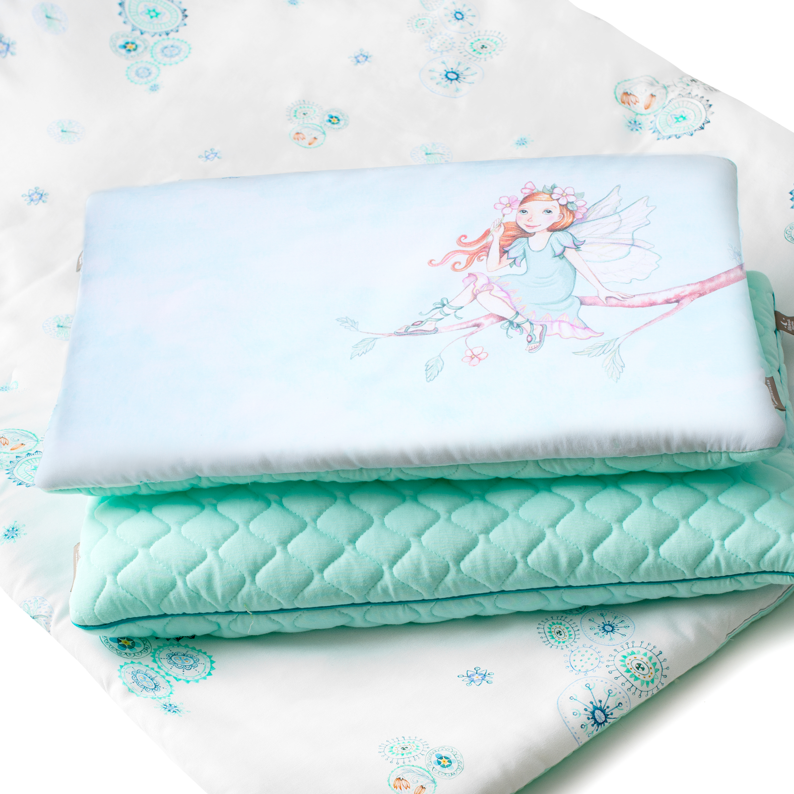 Love For Sleep baby Bedding Set Magical Garden - Mint Two-Sided Cot Bedding Set with Pillow – 100% Cotton Baby Bedding with Filling (Magical)