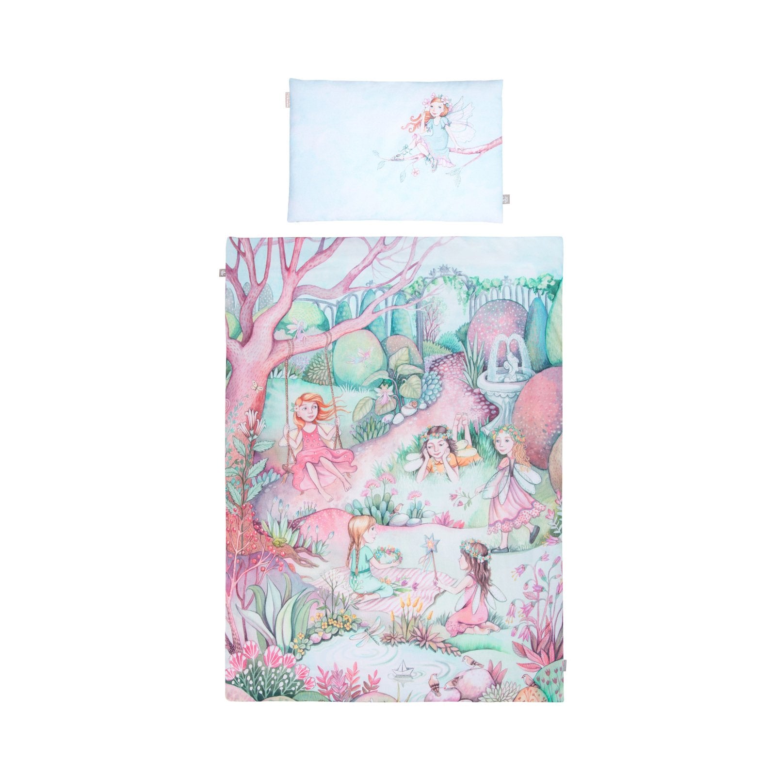 Love For Sleep baby Bedding Set Magical Garden - White Two-Sided Cot Bedding Set with Pillow – 100% Cotton Baby Bedding with Filling (Magical)