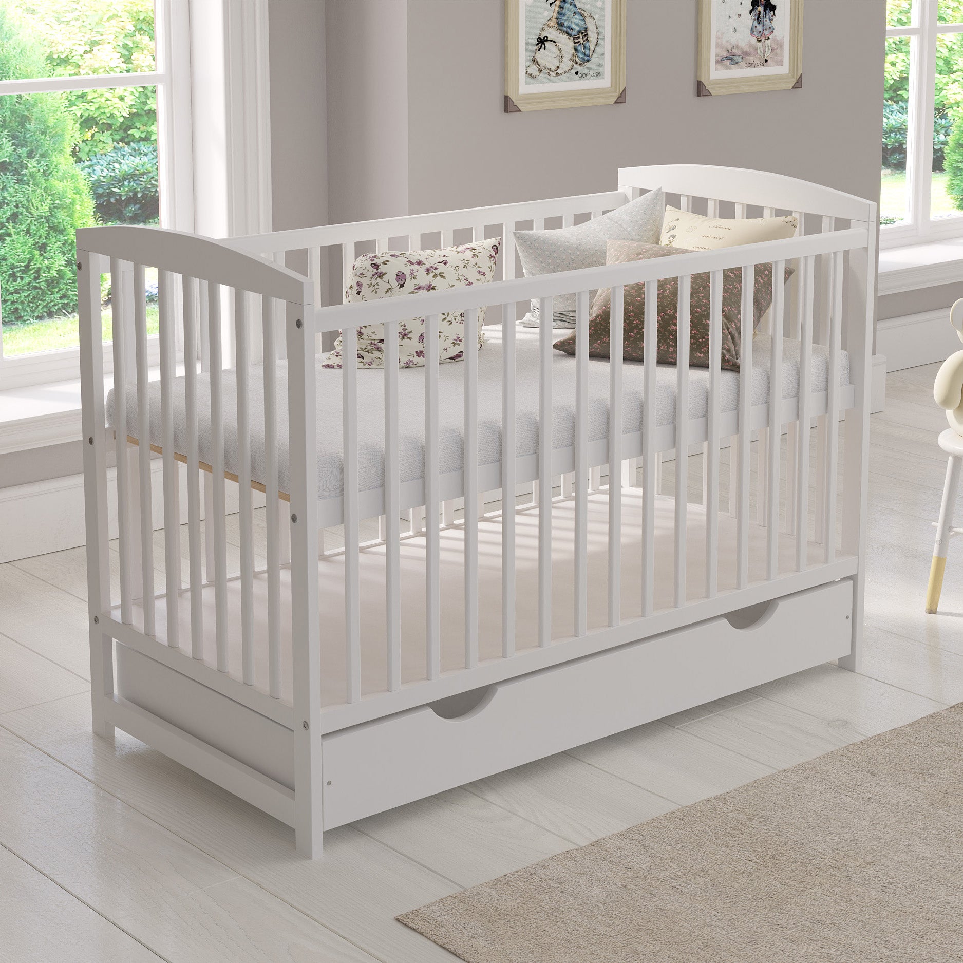 Love For Sleep baby Cot Bed JACOB Cot Bed 120x60cm with Drawer & Mattress