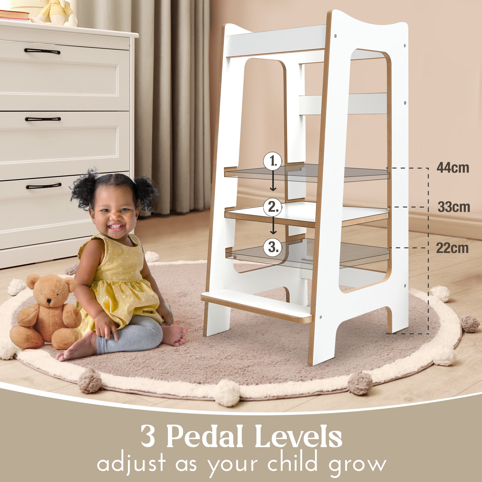 Love For Sleep baby Kitchen Helper Montessori Learning Tower – Adjustable Wooden Kitchen Step Stool for Toddlers | Modern ONE