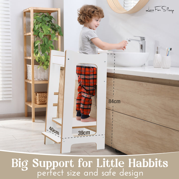 Love For Sleep baby Kitchen Helper Montessori Learning Tower – Adjustable Wooden Kitchen Step Stool for Toddlers | Modern ONE