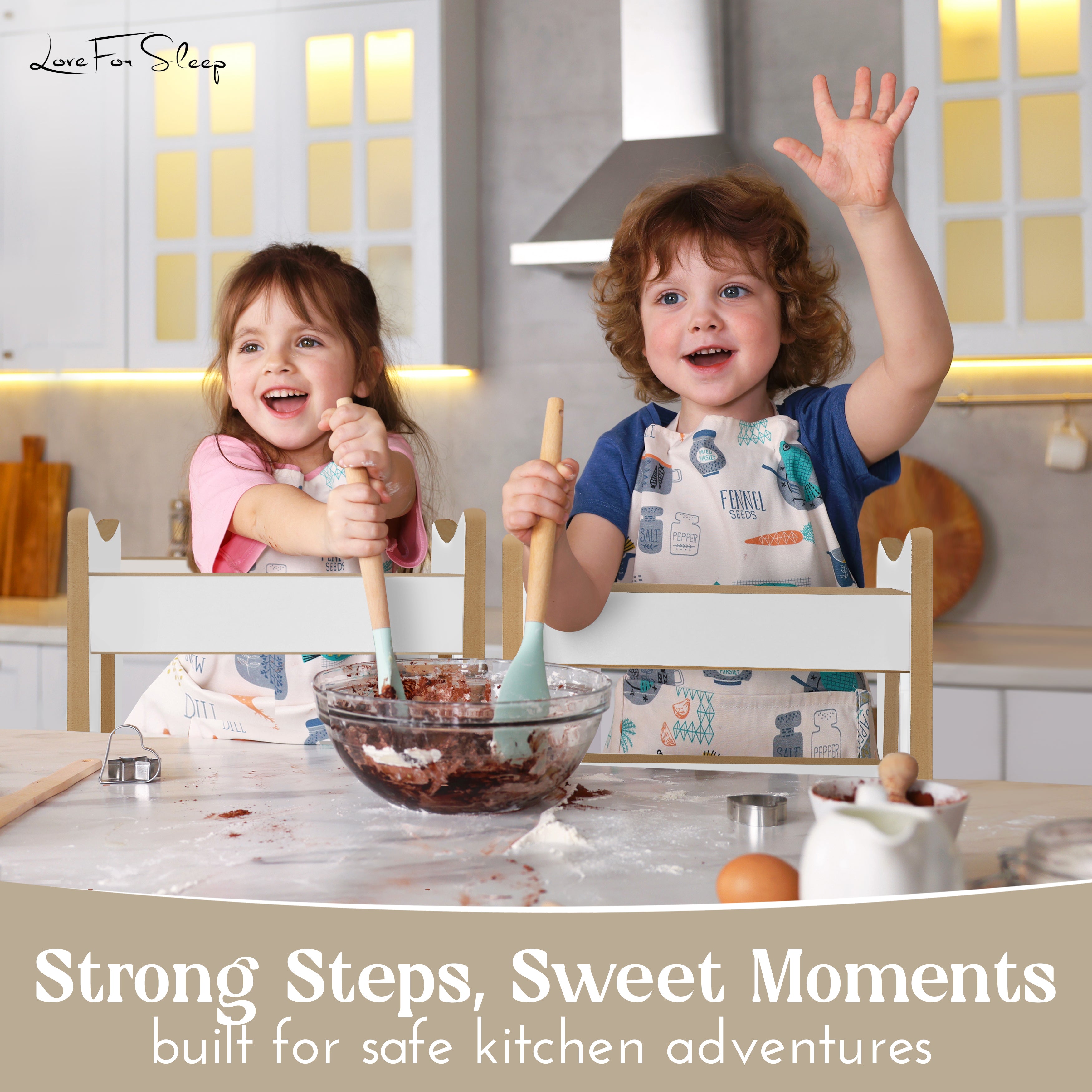 Love For Sleep baby Kitchen Helper Montessori Learning Tower – Adjustable Wooden Kitchen Step Stool for Toddlers | Modern ONE