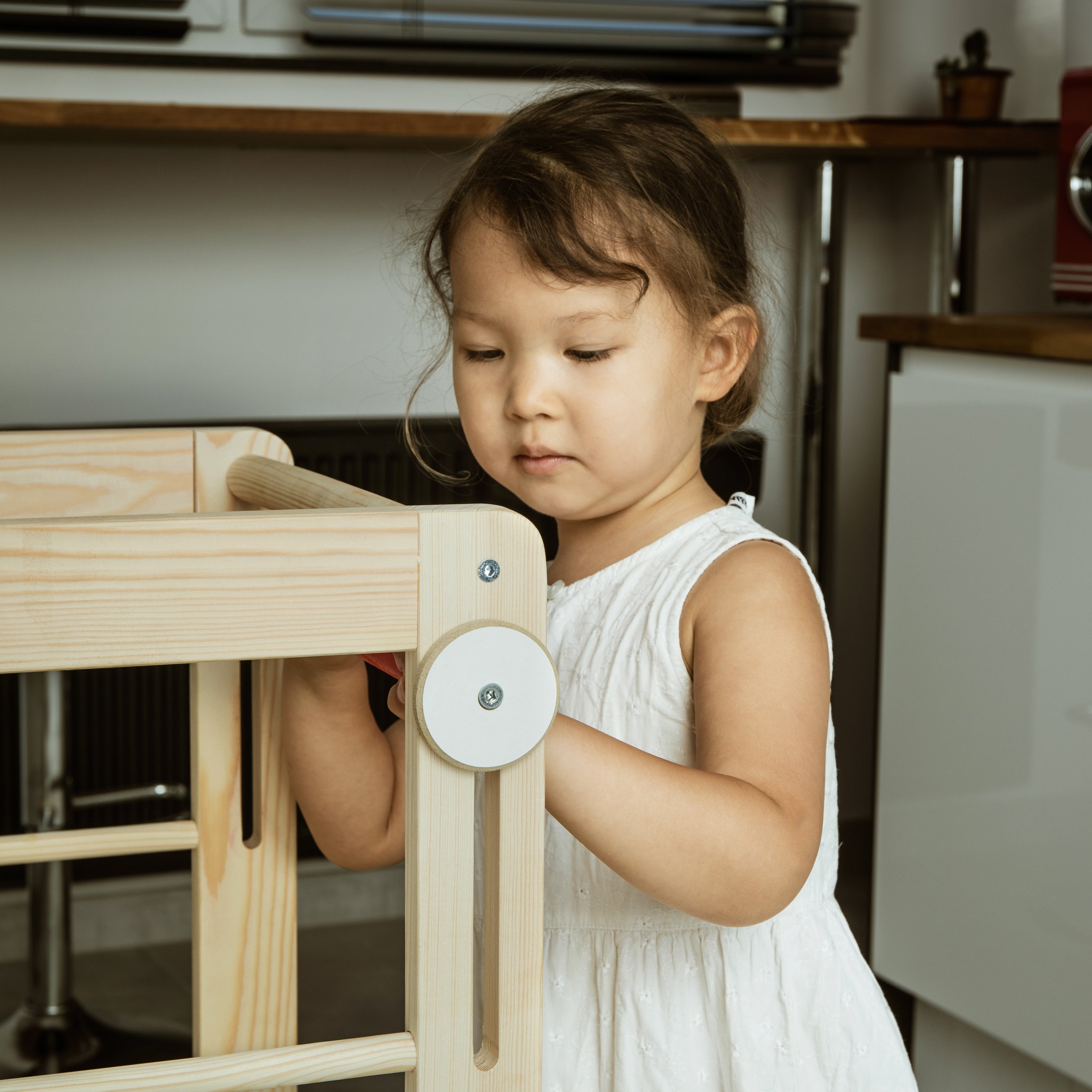 Love For Sleep Baby Kitchen Helper Tour d'apprentissage Montessori – Escabeau de cuisine réglable en bois pour tout-petits | Naturel UN