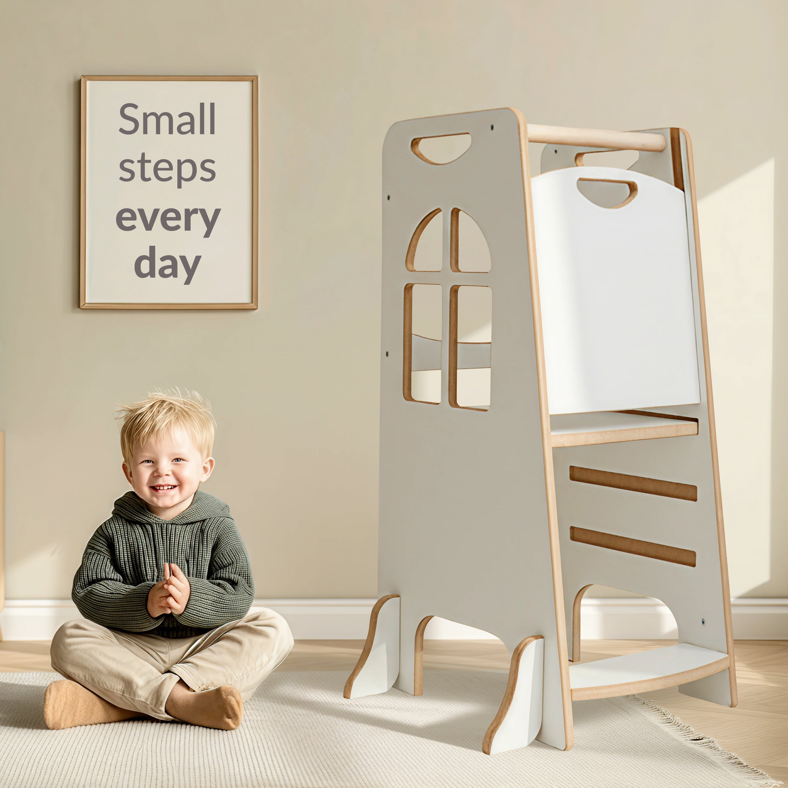 Love For Sleep baby Kitchen Helper White Pine Montessori Learning Tower – Adjustable Wooden Kitchen Step Stool for Toddlers | House Design