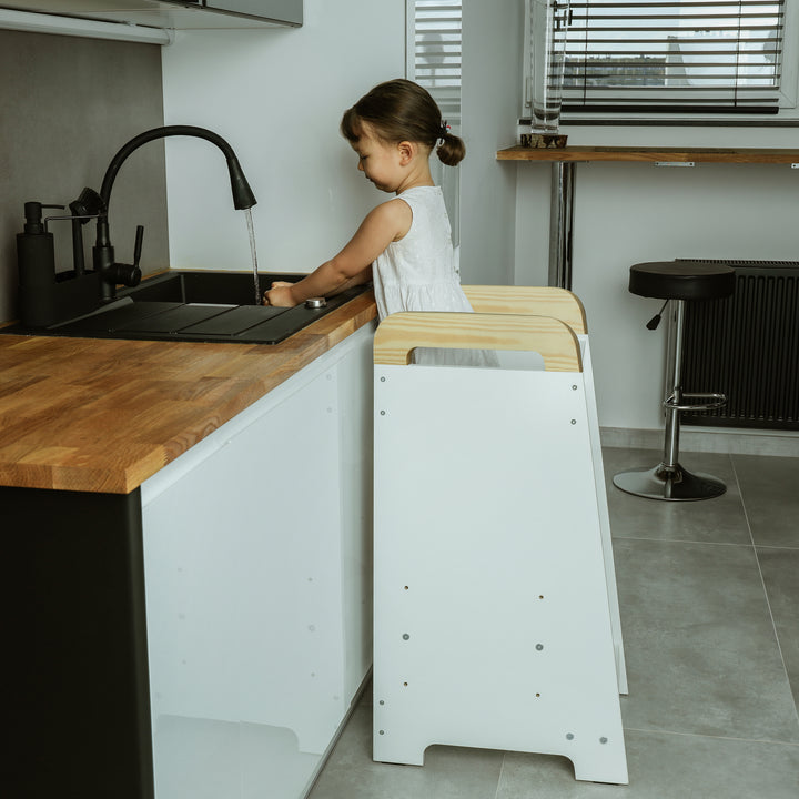 Love For Sleep Baby Kitchen Helper Tour d'apprentissage Montessori – Escabeau de cuisine réglable en bois pour les tout-petits | Nordique UN