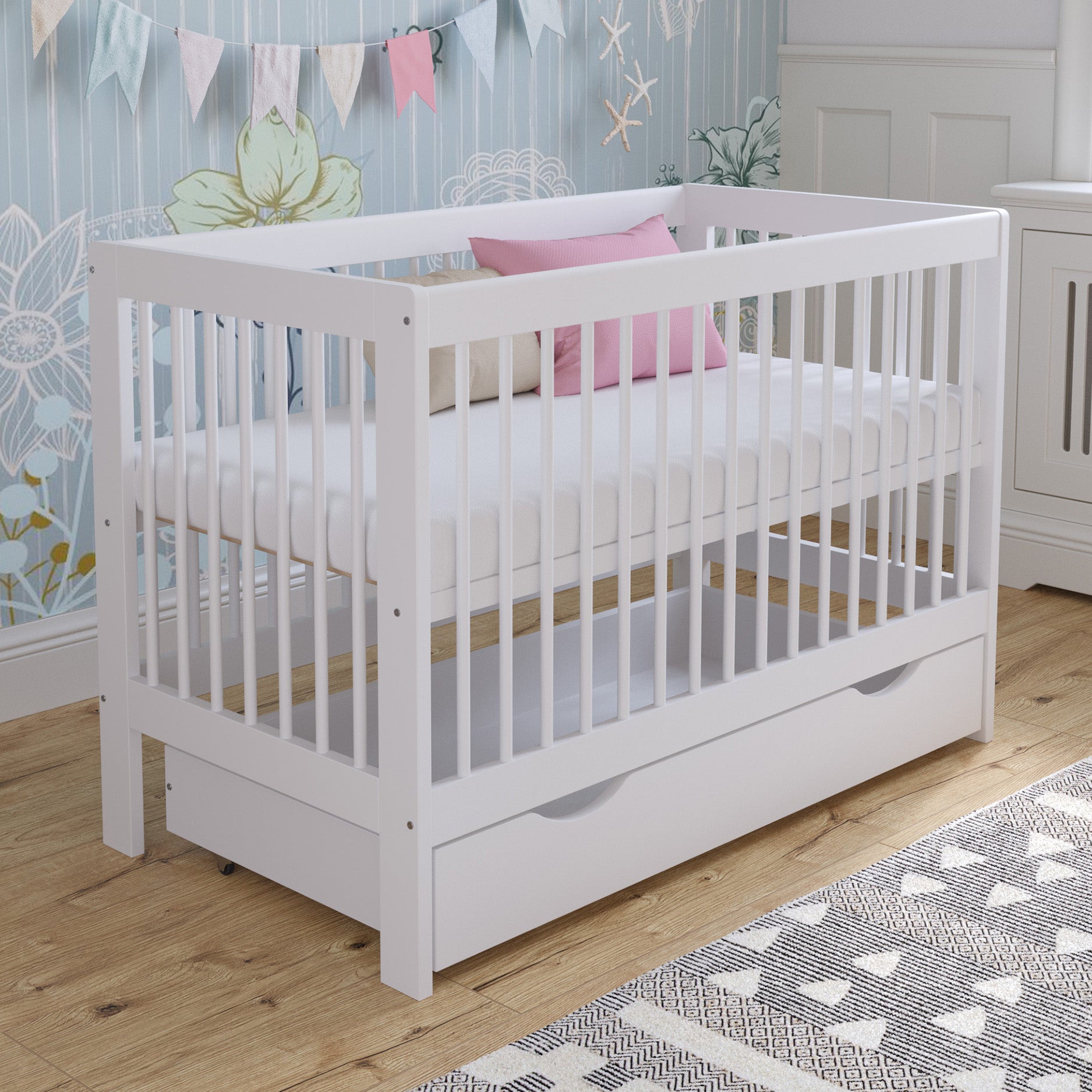 Lit bébé Love For Sleep Blanc LUCA Lit bébé 120x60cm avec tiroir