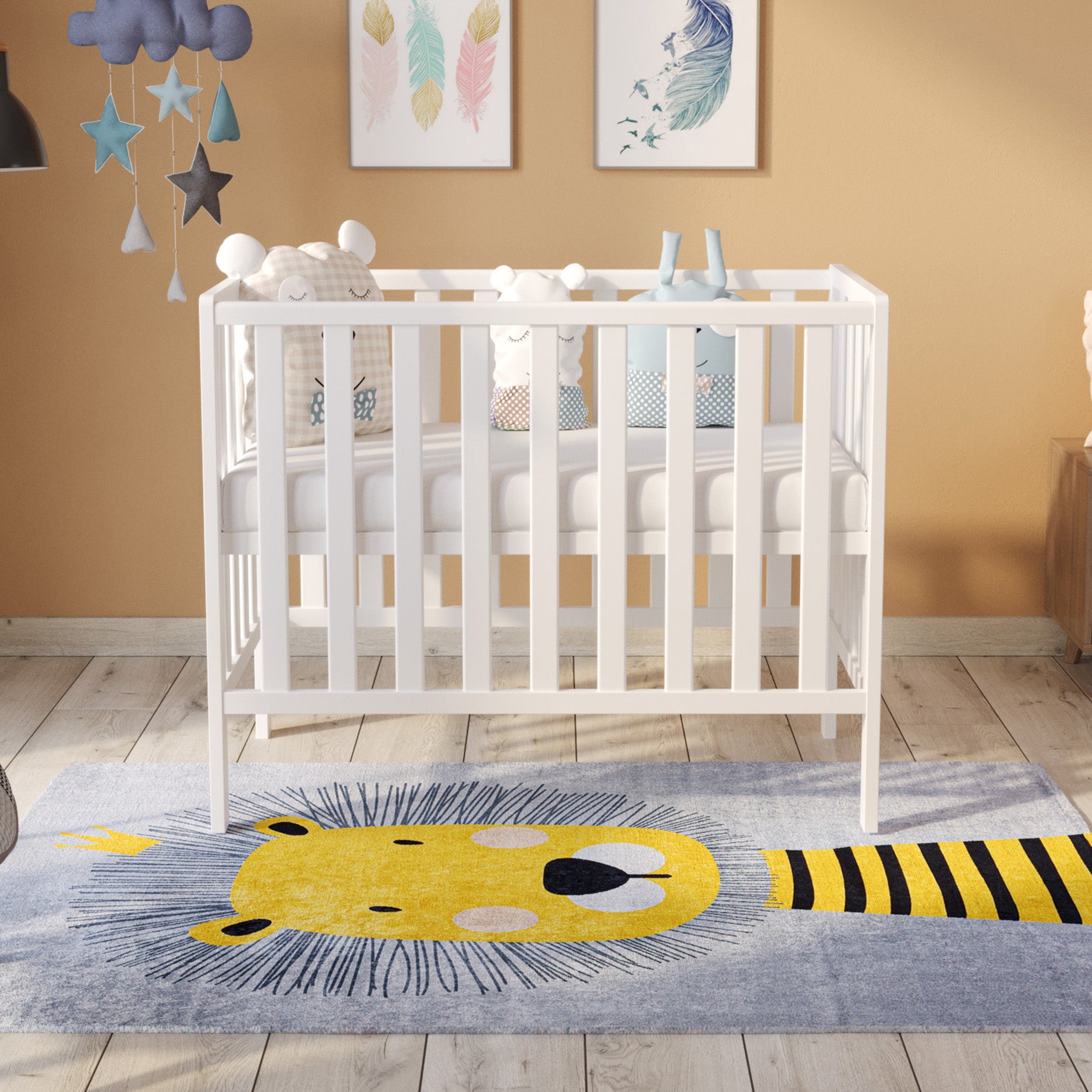 Love For Sleep baby Compact Cot White PARIS Compact Cot 100x50cm with Mattress
