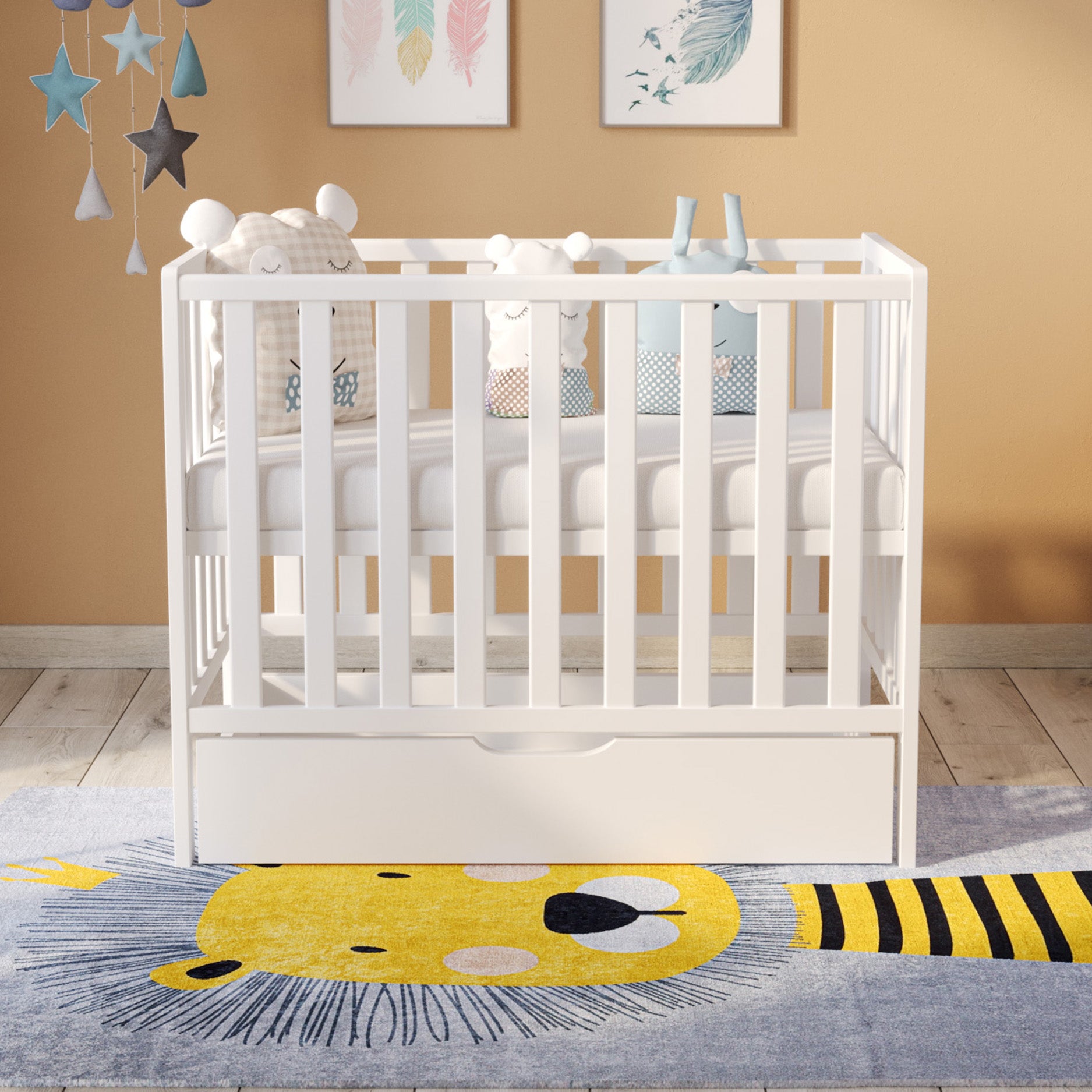 Lit bébé compact Love For Sleep Blanc PARIS Lit compact 100x50cm avec tiroir et matelas