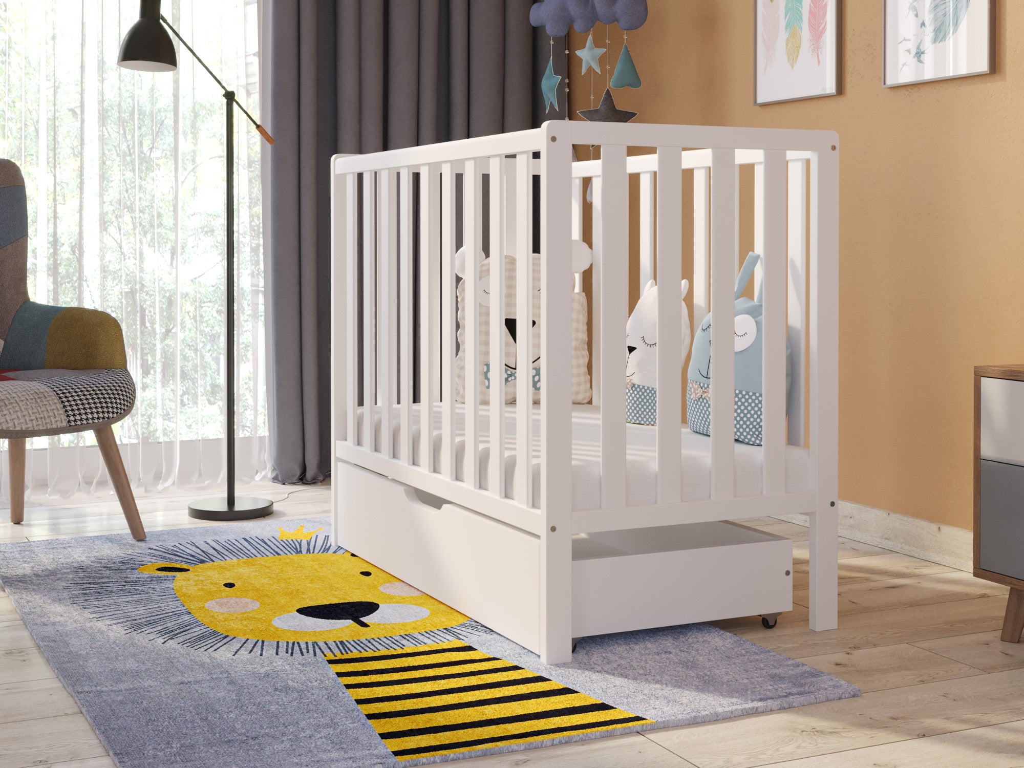 Lit bébé compact Love For Sleep PARIS Lit compact 100x50cm avec tiroir et matelas