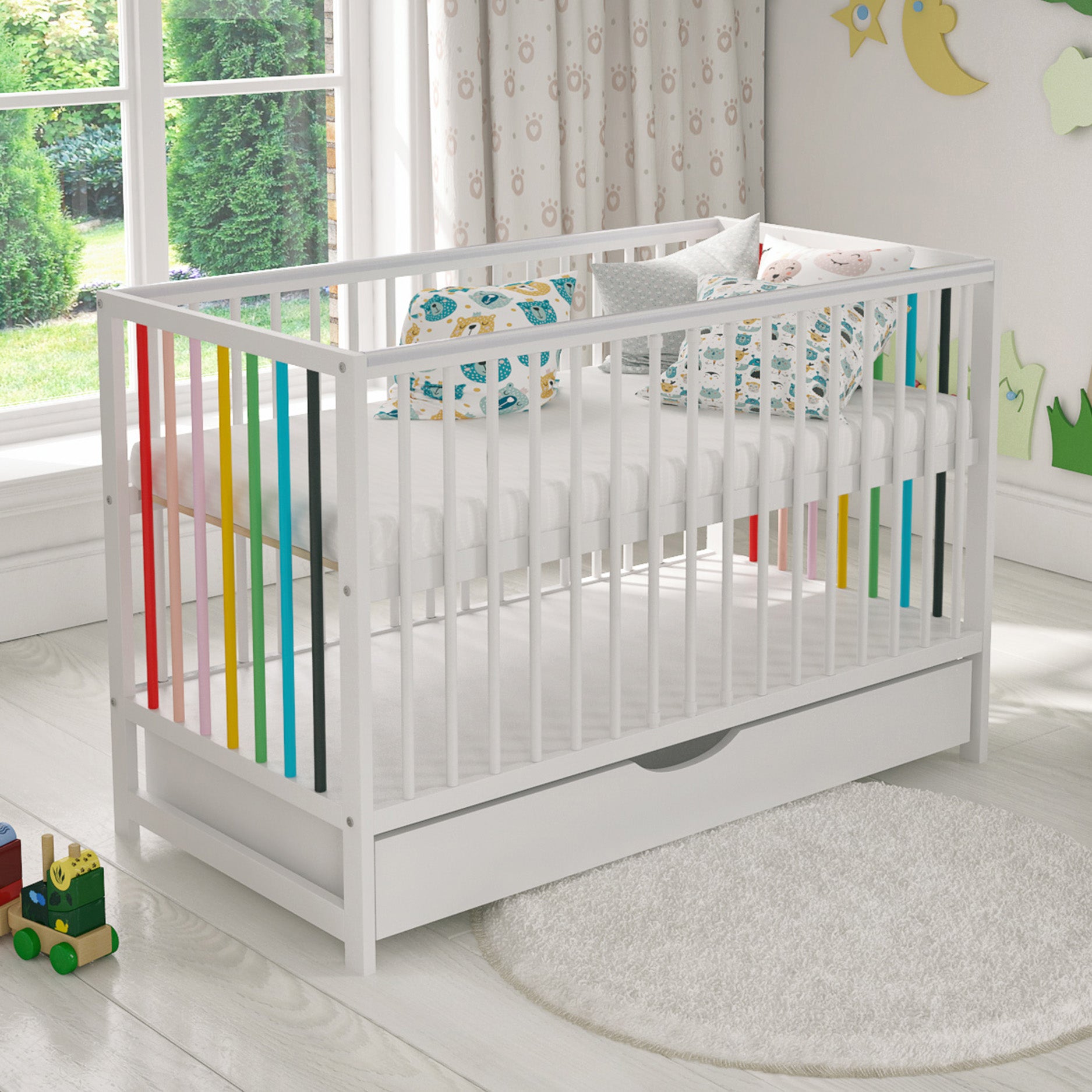 Lit bébé Love For Sleep Rainbow SUMMER Lit bébé 120x60cm avec tiroir